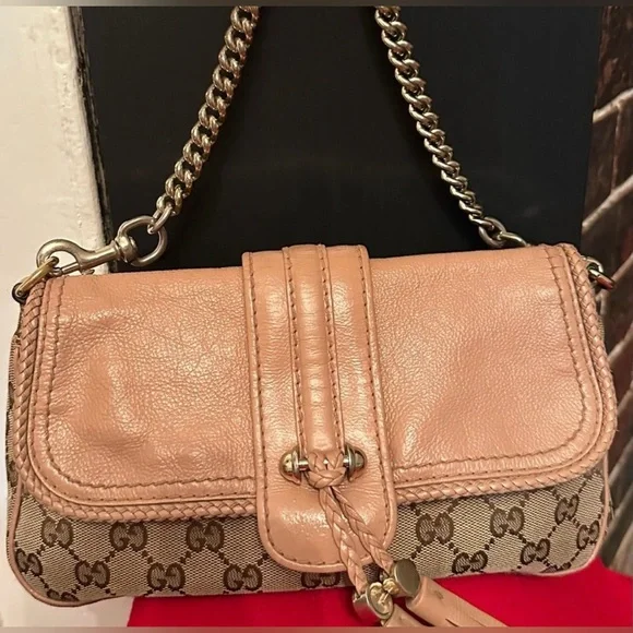 GUCCI Brown & Tan Monogram Canvas and Tan Leather Shoulder Bag (257032.204990) - Picture 2 of 15